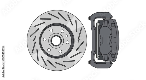 Detailed illustration of a brake rotor and caliper assembly viewed from the side