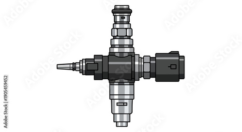 Detailed technical illustration of a valve assembly showcasing mechanical components and industrial design from a front viewpoint