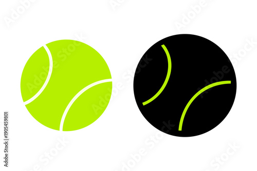 Tennis ball icon set in green color. Vector green tennis ball collection Isolated on white background. A vector icon set of tennis and padel balls.