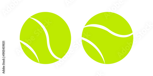 Tennis ball icon set in green color. Vector green tennis ball collection Isolated on white background. A vector icon set of tennis and padel balls.