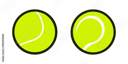 Tennis ball icon set in green color. Vector green tennis ball collection Isolated on white background. A vector icon set of tennis and padel balls.