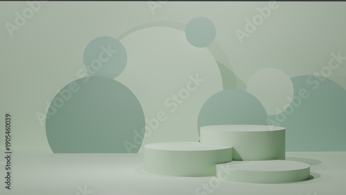 Obraz na plátne 3d render abstract podium soft green background for platform mockup and product