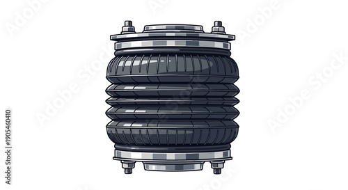 Detailed illustration of a mechanical air suspension system component viewed from the front