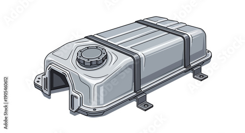 A Fuel Tank Illustration Depicted from an Isometric Viewpoint Showcasing Industrial Design and Transport Equipment