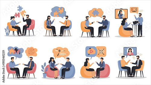  Talk Therapy Vector Illustration Mental Health Professionals Providing Guidance and Support