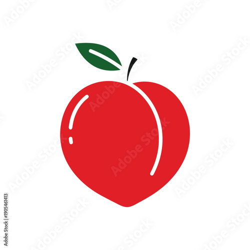Peach fruit icon flat design. Fresh red nectarine or apricot symbol for organic food branding and healthy lifestyle. Vector illustration.
