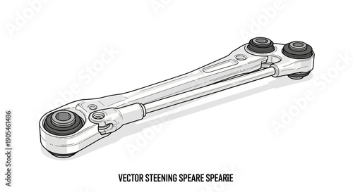 Detailed vector illustration of a steering linkage viewed from above showcasing mechanical components