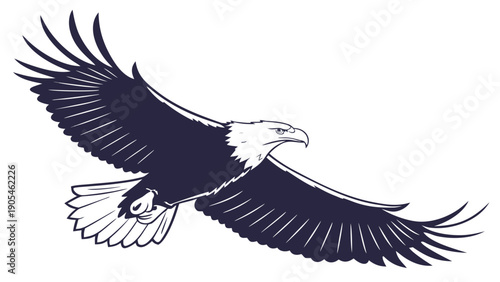 Flying Eagle Vector Illustration in Bold Minimal Style
