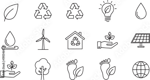 Eco friendly sustainable living icons