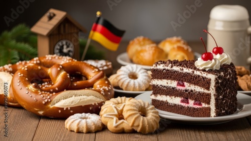 Wallpaper Mural Assortment of German Pastries and Cakes with Flag Torontodigital.ca