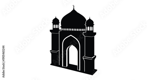 Taj Mahal silhouette with arches and domes in minimalist design