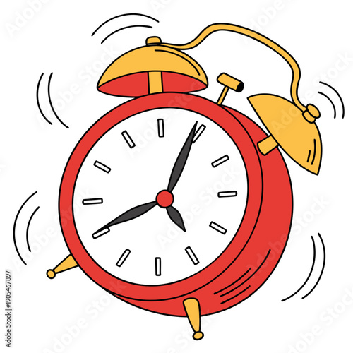 Alarm clock, wake up, morning, time, urgency, deadline, reminder, urgency, punctuality, wake, bell, ring, sleepy, early, get up, schedule, important, business, daily routine, office, vector, illustrat