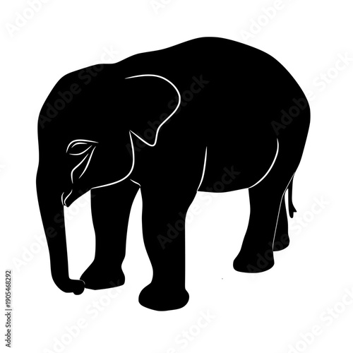 silhouette of a large elephant animal vector illustration