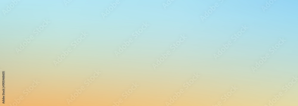 Obraz premium Color sunset gradation with a blue background, soft gradient of orange and pastel warm backdrop through peach yellow degrade. Abstract light of sky sunrise in a gentle blur for summer bg, simple.