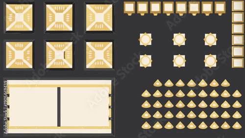 Modern gold geometric pattern layout with clean lines and shapes