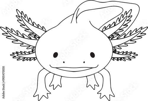 Smiling axolotl silhouette illustration