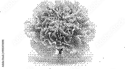 Vintage industrial technical sketch of complex mechanical engine components on white background