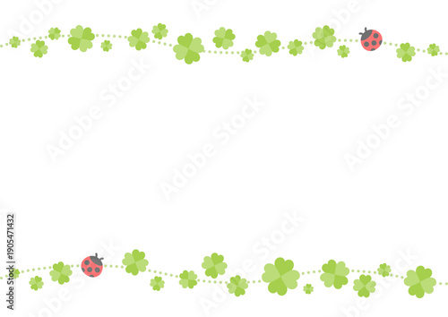 四つ葉のクローバーとてんとう虫の春のフレーム