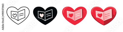 Gradient heart icons with light effect on metallic background