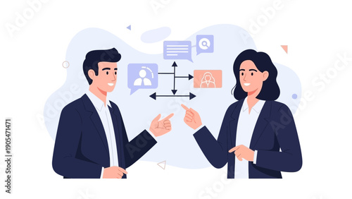 Business communication concept, people discussing ideas and information exchange