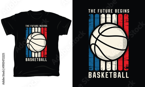 Retro Basketball The Future Begins Sports Graphic T-Shirt Design