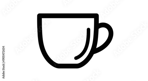 Minimalist coffee cup icon on white