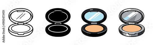 Set of four compact makeup cases with mirrors and powder