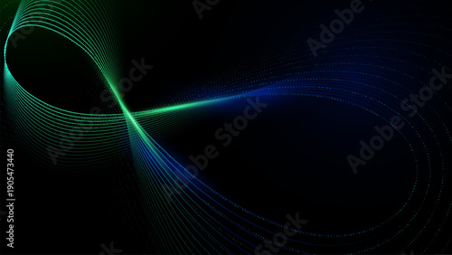 Colorful, abstract design with a green and blue swirl