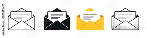 Highlighted yellow email icon amidst black and white envelopes