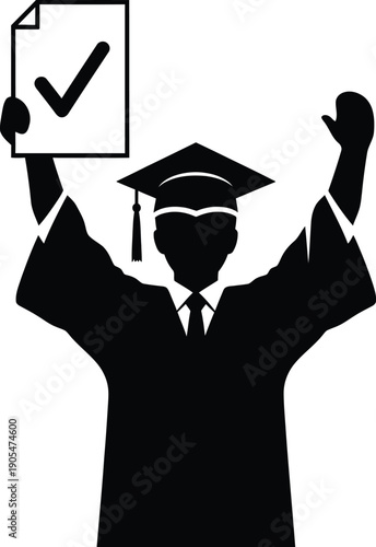 Graduate celebrating with certificate in hand triumphantly