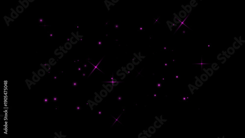 Black background filled with glowing purple dust particles and numerous small purple stars scattered throughout. Perfect for cosmic, magical, and night sky designs.
