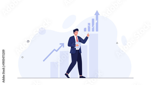 Businessman analyzing rising financial graph, growth and success concept
