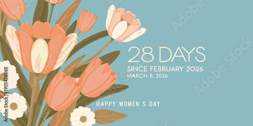 Floral illustration with text commemorating 28 days since february 2026