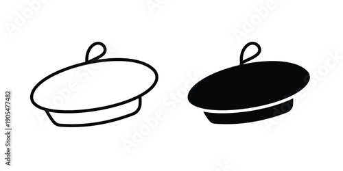 Beret icons in different styles. Simple icon design