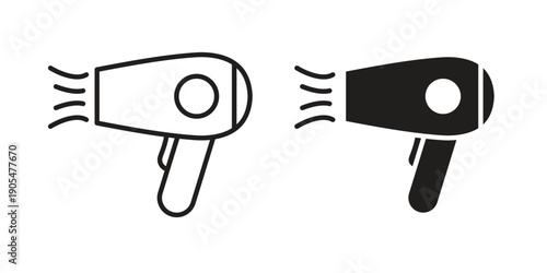 Blow dryer icons in different styles. Simple icon design