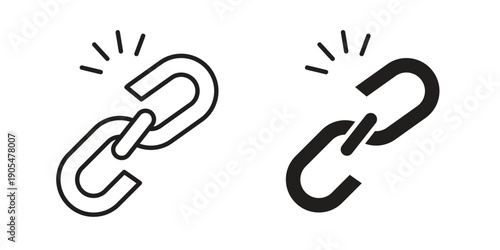 Broken link icons in different styles. Simple icon design