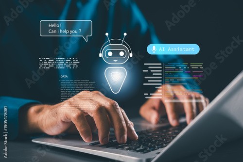 Foto Virtual ai assistant chatbot code interface automation, artificial intelligence