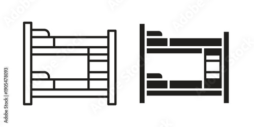 Bunk bed icons in different styles. Simple icon design