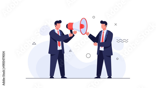 Businessmen with Megaphone, Announcing News, Communication Concept