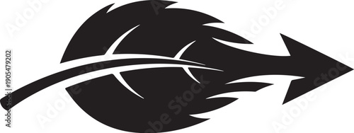 Black arrow piercing through a circle with flames rising