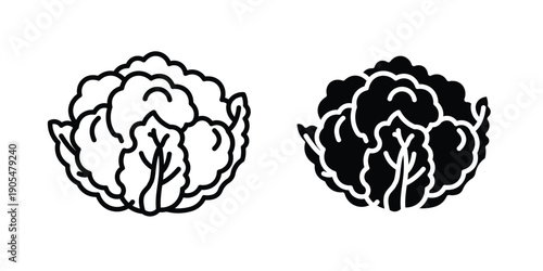 Cauliflower icons in different styles. Simple icon design