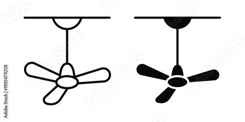 Ceiling fan icons in different styles. Simple icon design