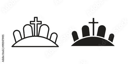 Cemetery icons in different styles. Simple icon design