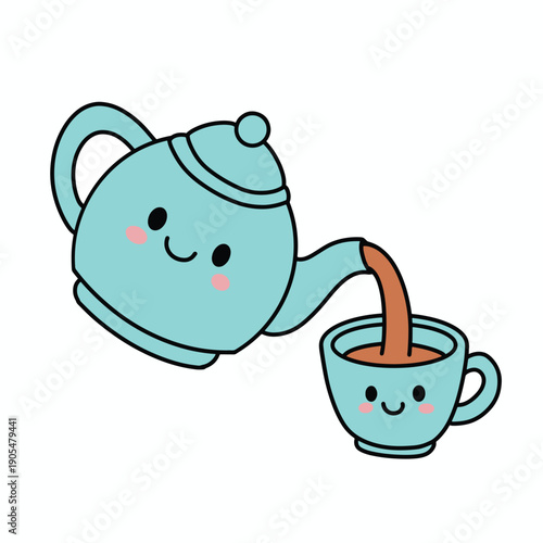 vector illustration of teapot and cup of tea icon