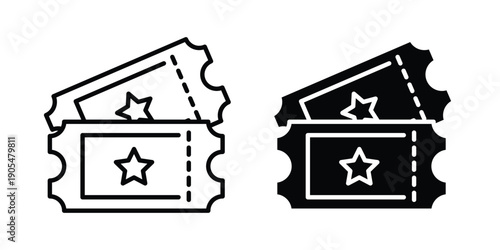 Cinema tickets icons in different styles. Simple icon design