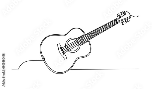 Guitar continuous line drawing music instrument minimalist vector illustration