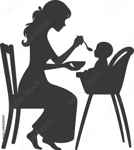 Mother and baby icon collection with maternity silhouettes, parenting love symbols, pregnancy, childcare, family care moments isolated on white background vector.