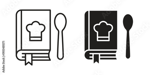 Cookbook icons in different styles. Simple icon design