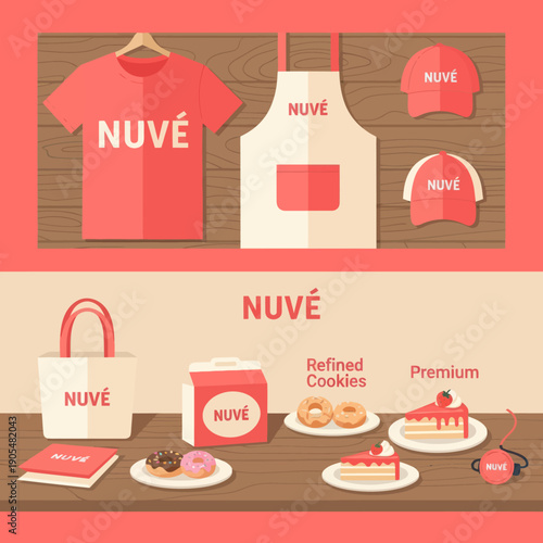 Nuve Branded Merchandise and Cookie Packaging.