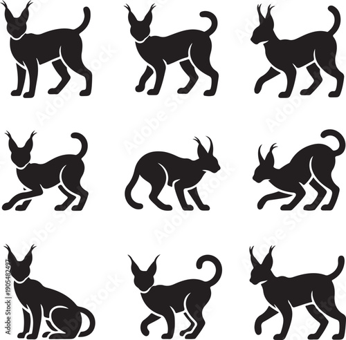 blacksilhouetteofdogsinvariousposes